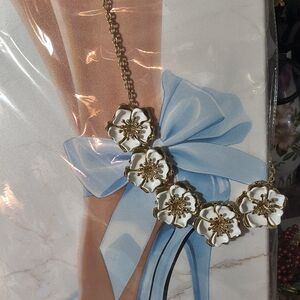 Purse Chain Repurposed Floral Gold Tone and White Necklace To Bag Chain